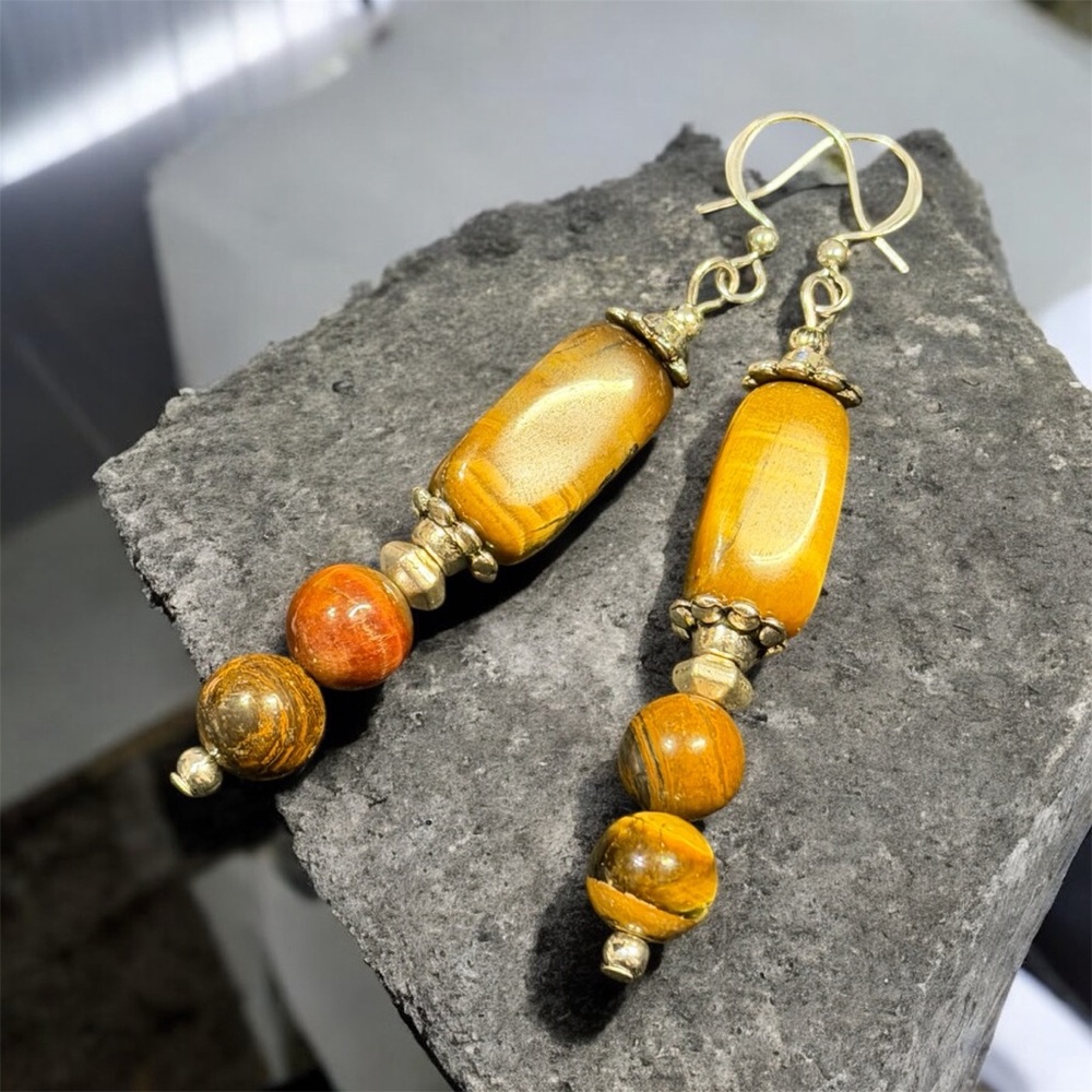 Handcrafted tigers eye earrings - Picture 6 of 8
